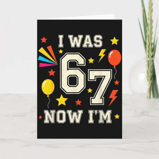 7歳の誕生日 6歳だったのに今は7歳 67 面白い子供 カード (正面)