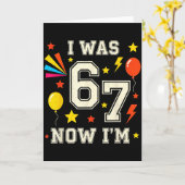 7歳の誕生日 6歳だったのに今は7歳 67 面白い子供 カード (黄色い花)