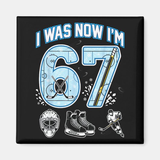 7歳の誕生日 6歳だった 今は7歳 アイスホッケー マグネット (正面)