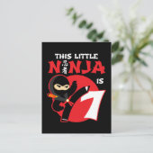 7歳の誕生日 7歳の子供の誕生日パーティー リトル忍者7 ポストカード (スタンド正面)