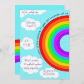 7歳の誕生日 7色の虹 招待状 (正面/裏面)