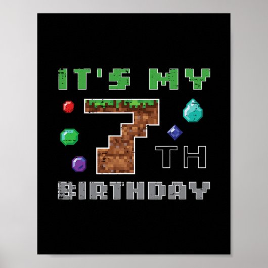 7歳の誕生日 Pixel 7 ゲーマー 動画 ゲーム好き男子 キッズ ポスター (正面)
