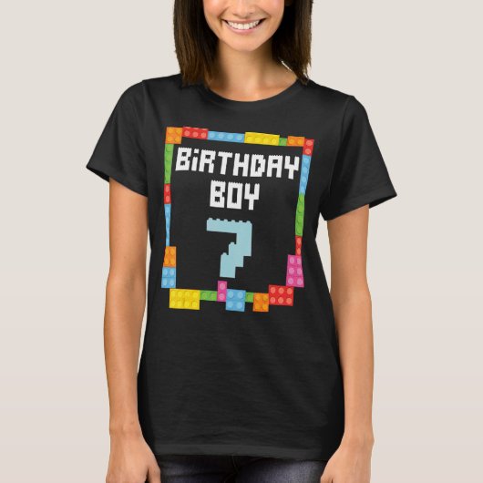 7歳の誕生日Boy master builder 7歳のブロック Tシャツ (正面)