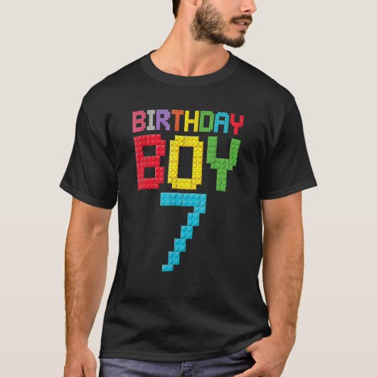 7歳の誕生日Boy master builder 7歳のブロック Tシャツ (正面)
