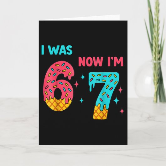 7歳の誕生日Tシャツ 6歳から7歳になりました 67 おもしろい カード (正面)