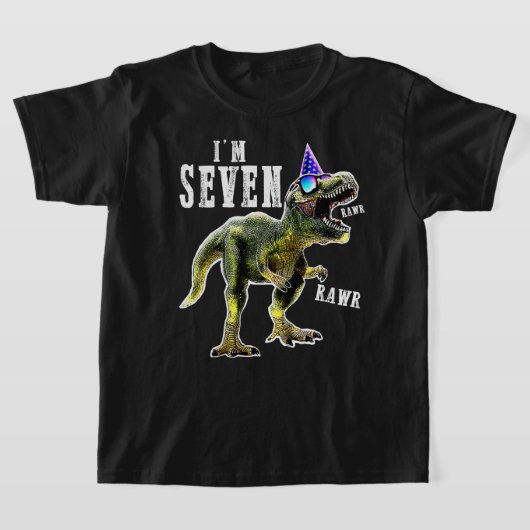 7歳の誕生日Tレックスシャツ7歳の誕生 Tシャツ (レイダウン)