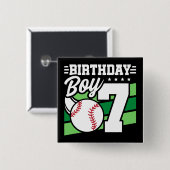 7歳の野球パーティーテーマ7番目の誕生日少年 缶バッジ (正面&裏面)