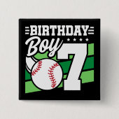 7歳の野球パーティーテーマ7番目の誕生日少年 缶バッジ (正面)