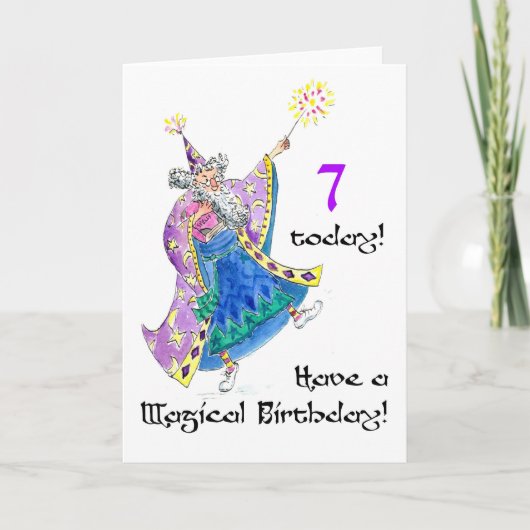 7歳の「ウィザード」誕生日カード カード (正面)