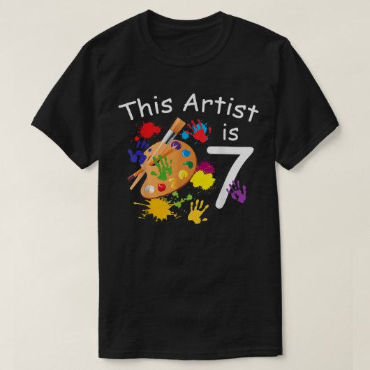 7歳アート絵画の誕生日パーティー7th Little Tシャツ (デザイン正面)