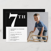7歳エレガントの誕生日の招待ブラックボーイフォト 招待状 (正面/裏面)