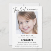 7歳エレガントの誕生日招待状フォトガールモダン 招待状 (正面)