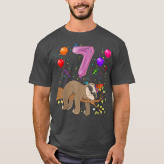 7歳ギフト7誕生日女の子パーティーかわいいスロット Tシャツ