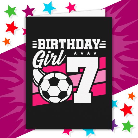 7歳サッカーサッカーパーティー7誕生日女の子 カード
