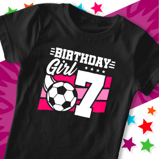 7歳サッカーサッカーパーティー7誕生日女の子 Tシャツ