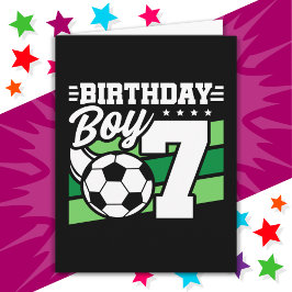 7歳サッカーパーティー第7誕生日少年 カード