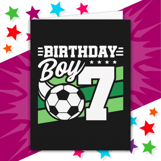 7歳サッカーパーティー第7誕生日少年 カード