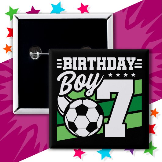 7歳サッカーパーティー第7誕生日少年 缶バッジ