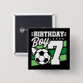 7歳サッカーパーティー第7誕生日少年 缶バッジ (正面&裏面)