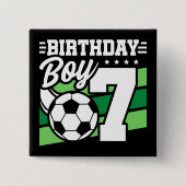 7歳サッカーパーティー第7誕生日少年 缶バッジ (正面)