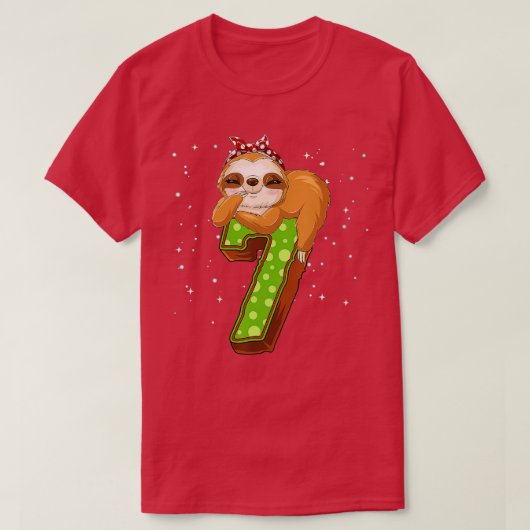 7歳スロース7誕生日女の子パーティーかわいいスロット Tシャツ (デザイン正面)