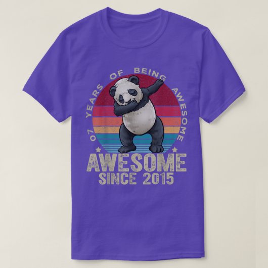 7歳ダビングパンダ7誕生日キッズユニコール Tシャツ (デザイン正面)