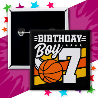 7歳バスケットボールパーティーテーマ7位誕生日少年 缶バッジ