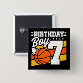 7歳バスケットボールパーティーテーマ7位誕生日少年 缶バッジ (正面&裏面)
