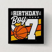 7歳バスケットボールパーティーテーマ7位誕生日少年 缶バッジ (正面)