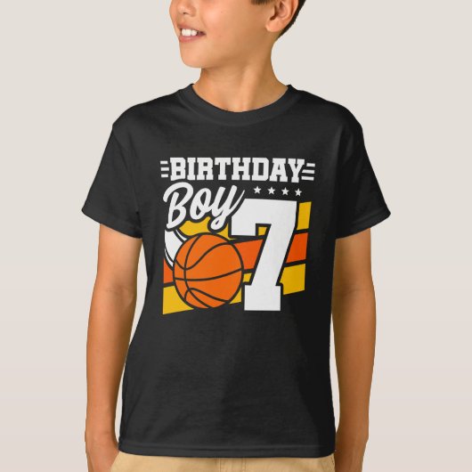 7歳バスケットボールパーティーテーマ7位誕生日少年 Tシャツ (正面)
