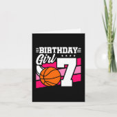 7歳バスケットボールパーティー7誕生日ガール カード (正面)