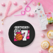 7歳バスケットボールパーティー7誕生日ガール ペーパープレート (パーティー)