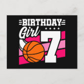 7歳バスケットボールパーティー7誕生日ガール ポストカード (正面)