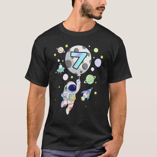 7歳誕生日ボーイ宇宙飛行士宇宙7th B Da Tシャツ (正面)