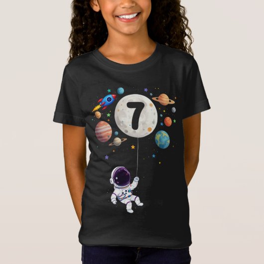 7歳誕生日惑星宇宙飛行士7誕生日 Tシャツ (正面)