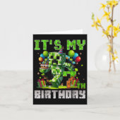 7歳7おもしろい誕生日ピクセルアートゲーマーボーイズ カード (黄色い花)