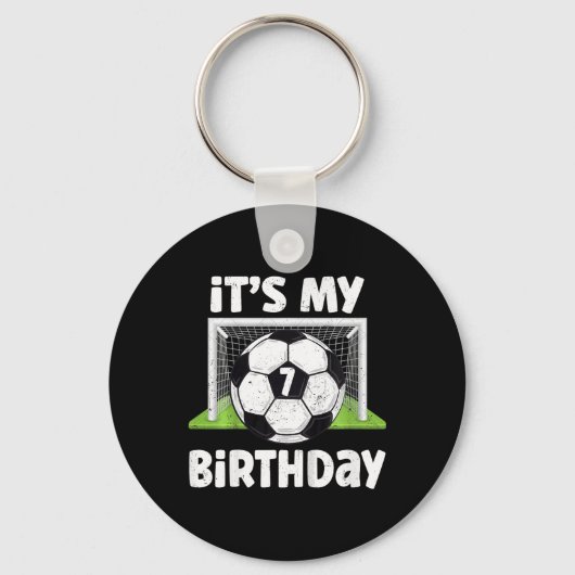 7歳 サッカー 7歳の誕生日 キッズ バースデー キーホルダー (正面)