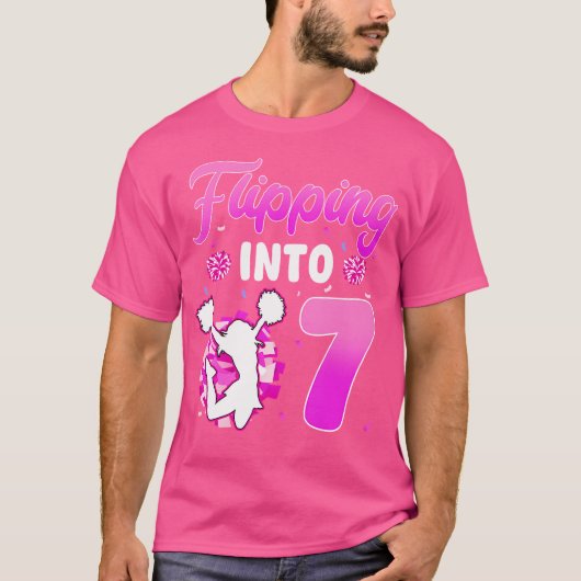 7歳 チアリーダー 誕生日 お祝い 女子 Tシャツ (正面)