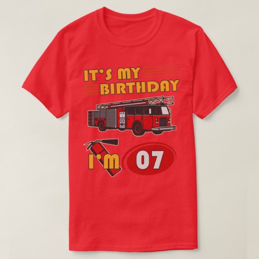 7歳Itsマイ誕生日消防車7誕生日 Tシャツ (デザイン正面)