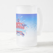 7生まれ月4日ハッピーバースデー フロストグラスビールジョッキ (正面右)