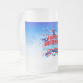7生まれ月4日ハッピーバースデー フロストグラスビールジョッキ (正面左)