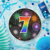 7番目のイベント-おもしろいカラフル、はっきりしたレインボー7 ペーパープレート (パーティー)