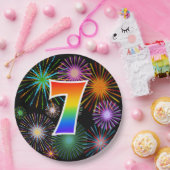 7番目のイベント-おもしろいカラフル、はっきりしたレインボー7 ペーパープレート (パーティー)