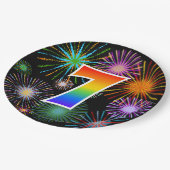 7番目のイベント-おもしろいカラフル、はっきりしたレインボー7 ペーパープレート (アングル)