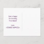 7番目の誕生日はっきりした:,おもしろい,シンプルレインボー7 ポストカード (裏面)