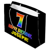 7番目の誕生日はっきりした:,おもしろい,シンプルレインボー7 ラージペーパーバッグ (裏面アングル)