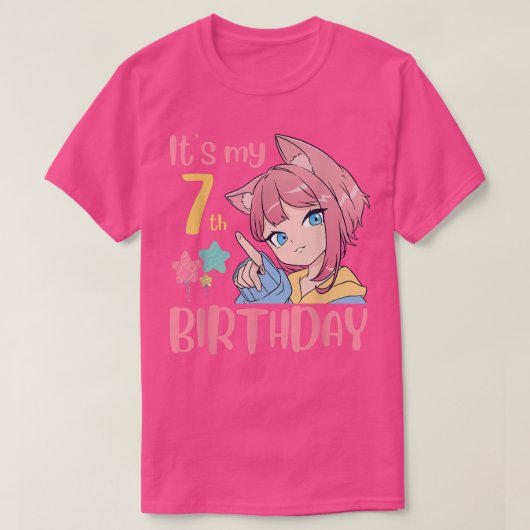 7番目の誕生日アニメ誕生日ガール7年O Tシャツ (デザイン正面)