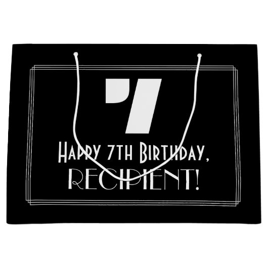 7番目の誕生日インスパイア～アールデコの外観"7" +名前 ラージペーパーバッグ (正面)