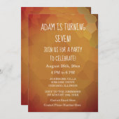 7番目の誕生日カスタムテラコッタ金ゴールド抽象芸術2024 招待状 (正面/裏面)