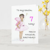 7番目の誕生日カードのいとこ – Black Fairy カード (黄色い花)